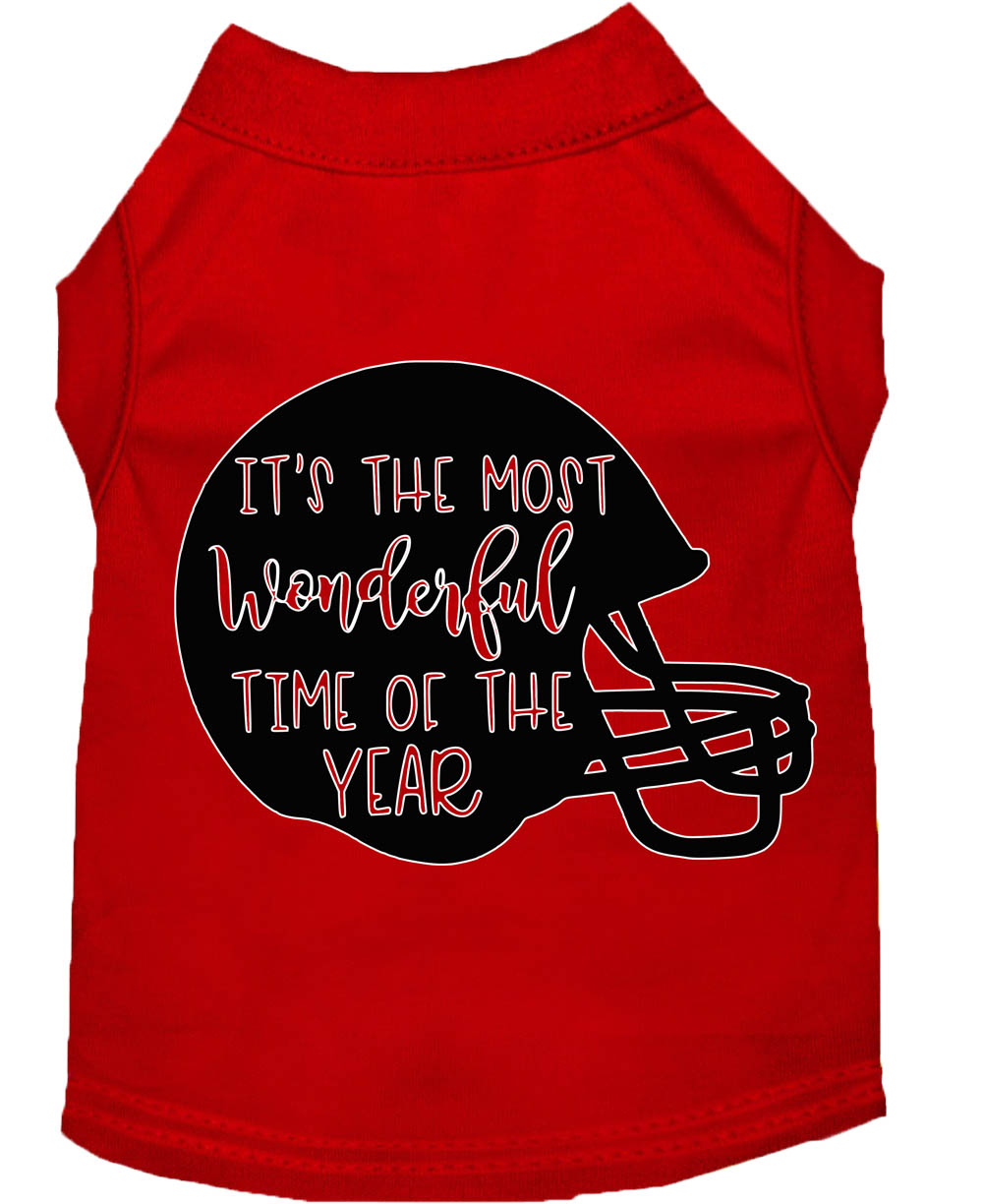 Most Wonderful Time of the Year (Football) Screen Print Dog Shirt Red XS